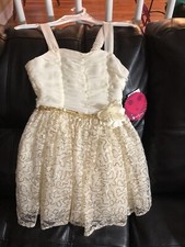 NWT Girl's STUNNING Party Dress 7 Cream Gold Emily West - Great 4 New Years Eve