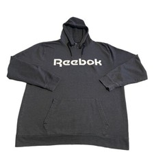 Reebok Hoodie Men 2XL Gray Sweatshirt Pullover Sweater Heavyweight Workout Gym