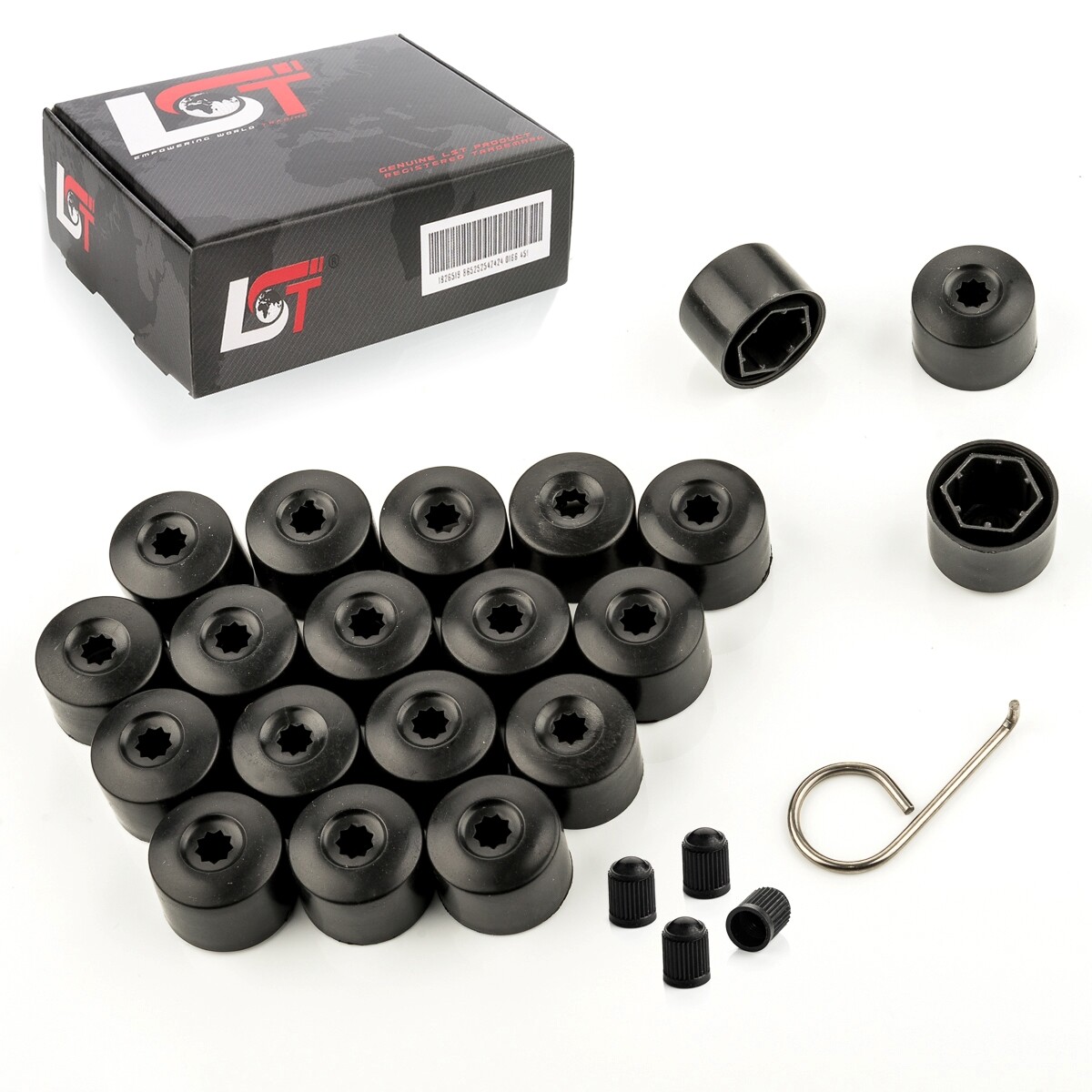 20x Radschraubenkappen Abdeckkappen Radmuttern Set 17 Mm Schwarz Für