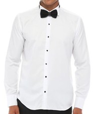 Men's Wing Collar Double Cuff White Shirt