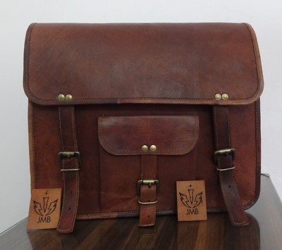  Motorcycle Saddlebags Leather Panniers 12''x15'' x5'' Side 1Bag Pouch Brown  JMB