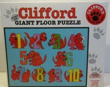 VTG Count w/Clifford The Big Red Dog 1992 Giant Floor Puzzle 24 Extra LG Pieces