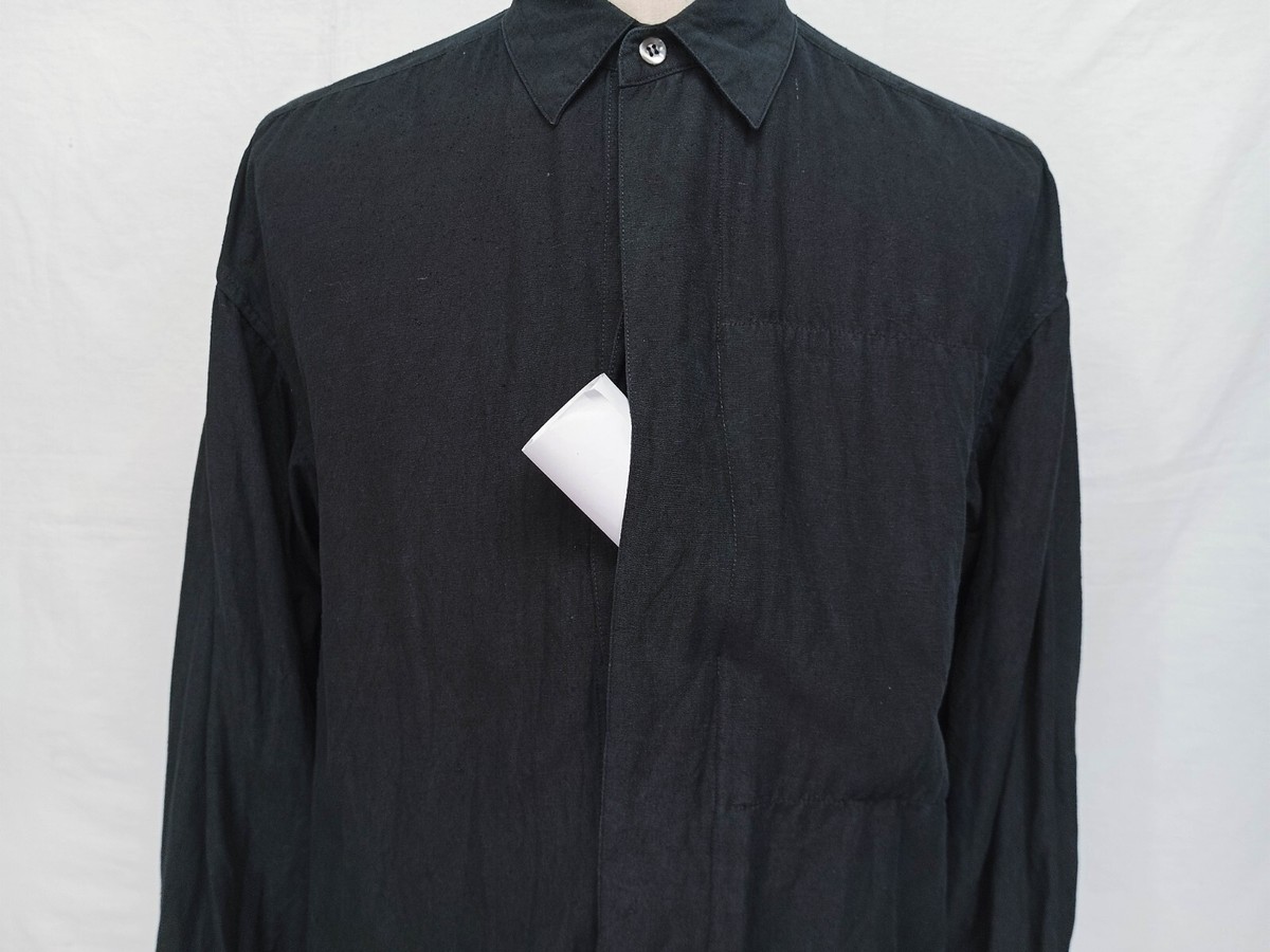 Stunning Vtg 80's ISSEY MIYAKE Men Raw Silk Solid Black Stunning Vtg 80's ISSEY MIYAKE Men Raw Silk Solid Black