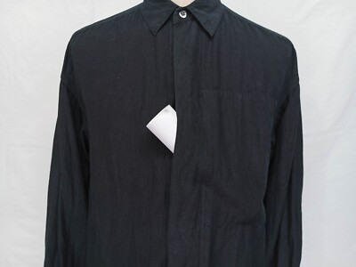 Stunning Vtg 80's ISSEY MIYAKE Men Raw Silk Solid Black Stunning Vtg 80's ISSEY MIYAKE Men Raw Silk Solid Black