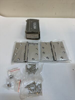 (2-Pk) Omnia Button Tip Door Hinge Chrome 4-1/2'' x 4-1/2'' 985/45BTN.26