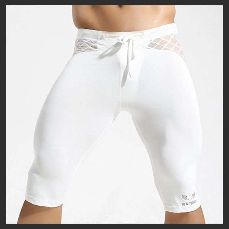 Men Mesh Fitness Shorts Boxer Trunks Gym Panties Tights Splice Jogging Training - Image 2 of 4