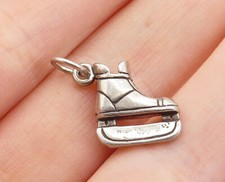 925 Sterling Silver Vintage Petite Dark Tone Ice Skate Motif Pendant PT4356