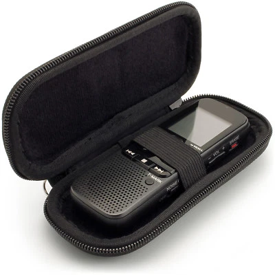 Black EVA Zipper Carrying Hard Case Cover for Digital Voice Recorder 125x50x22mm