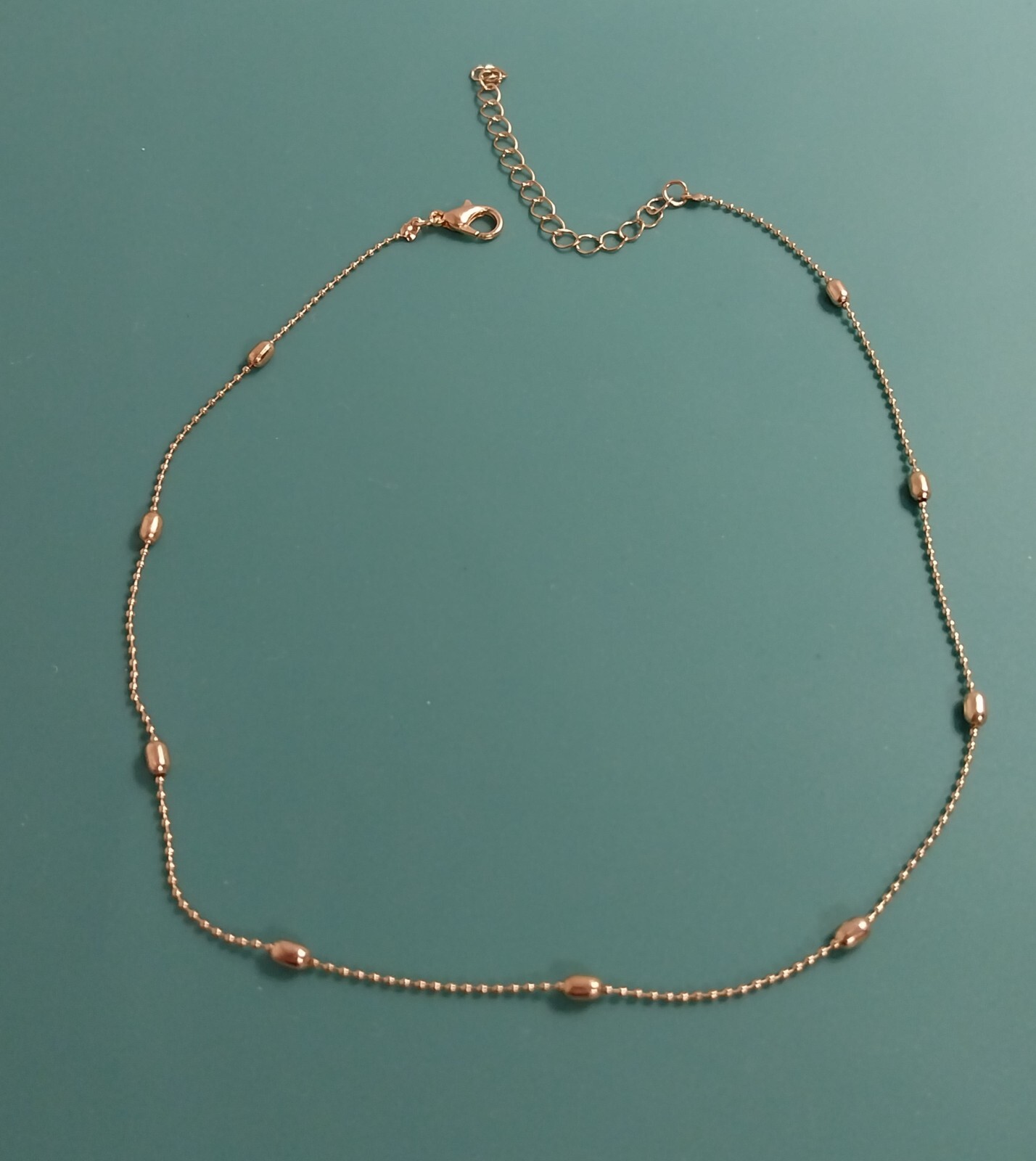 Gold-Plated Necklace with Gold Beads Choker Chain Unisex for Women & Men 38+5cm