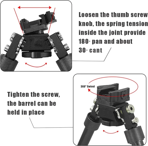Adjustable V8 Rifle Bipod QD Lever for  Rail Mount 360 Degree Swivel - 第 4/17 張圖片