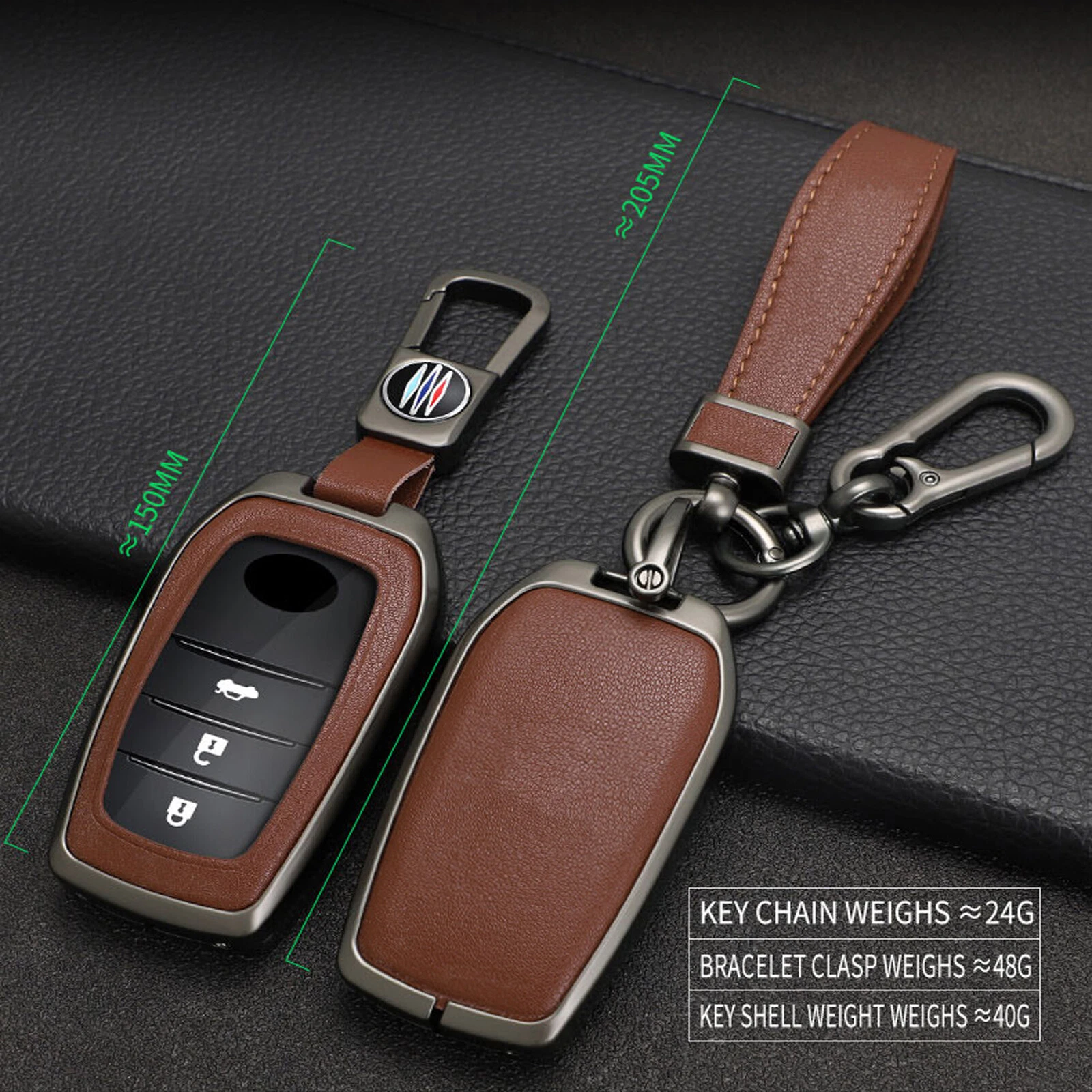 For Toyota Sienna Venza Yaris Corolla Metal Leather Car Key Fob Cover Case NEW
