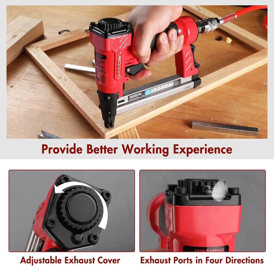 Arrow Pneumatic Staple Gun Oil-Free Upholstery Stapler 1/4" 3/8 1/2" T50 Staples - Image 4 of 4