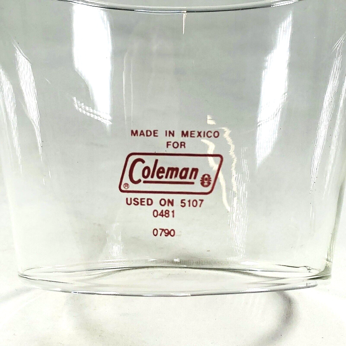 NOS Mexico Coleman 5107 Globe Small Tapered Clear Red Pyrex