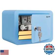Marcree Mini Safe Box, 0.23 Cub Home Safes for Kids, Steel Money Box with Key