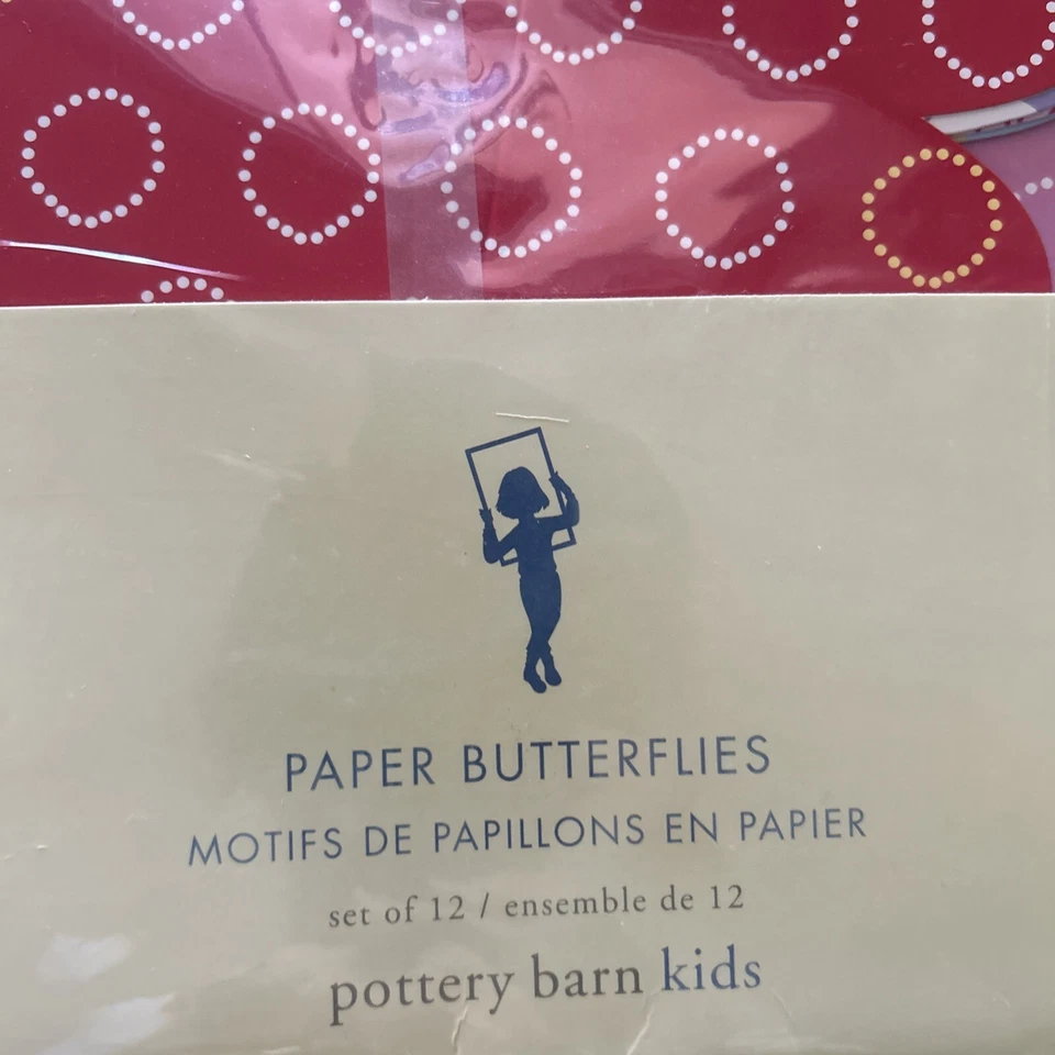 NEW Pottery Barn Kids 12 Paper Butterflies Wall Nursery Decor Pink, Red, Green - Image 2 of 4