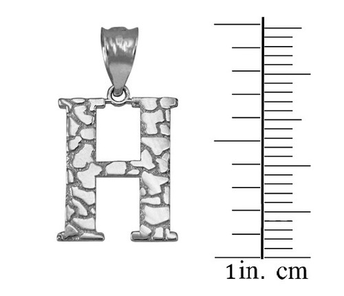 Sterling Silver Nugget Initial Pendant Necklace - Picture 36 of 78