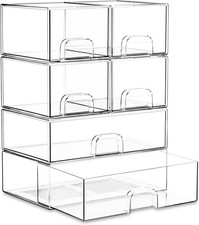 Stackable Storage Drawer Organizer Set of 6 for Bathroom Organizer Storage Cle