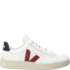 VEJA Womens V-12 Leather White Low Top Lace Up Sneakers Red Logo UK 5 RRP 150
