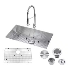 Brushed Nickel 16-Gauge Stainless Steel 32 In. Single Bowl Undermount Kitchen Si