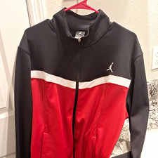 Jordan Dri-FIT Men's Colorblock Track Jacket Full-Zip Black Red White L