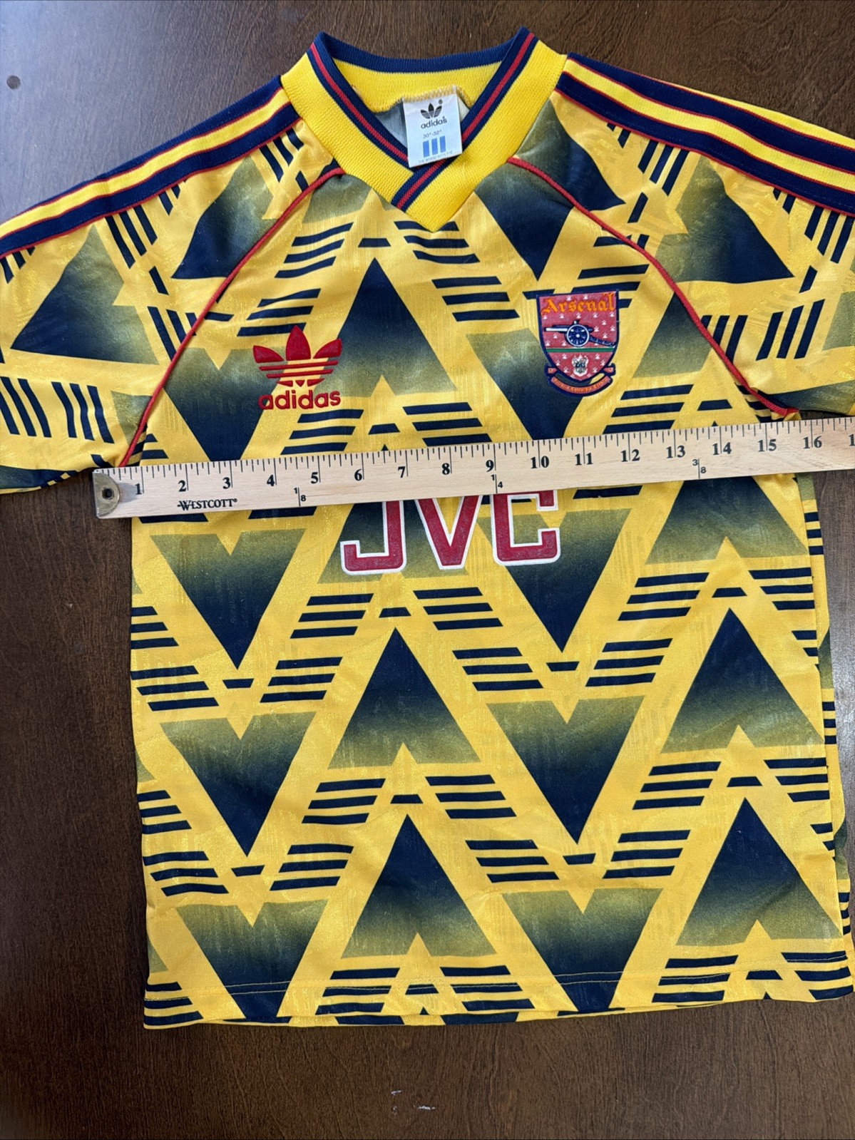 Arsenal 1991 sz 30-32 Away  Football Shirt  Jersey LONDON Vintage Adidas Trefoil thumbnail 7