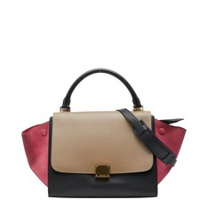 Celine Trapeze Small Tricolor Handbag Shoulder Bag 2WAY Black Multicolor Leather
