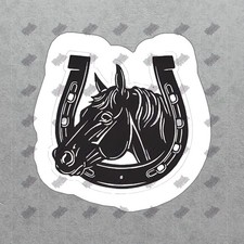 Vintage Horse Head and Horseshoe Vinyl Sticker Equestrian Decal for 488021