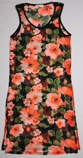 Love J USA S sleeveless, sheer mesh floral mini dress side Slits cover up Pool