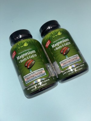 Irwin Naturals Magnesium + Beets & CoQ10, 60 Liquid Soft-gels | Pack Of 2