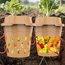 2-Pack InGround Compost Bin for Garden Beds, 8L Worm Composter Farm