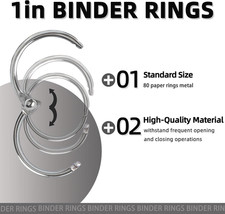 80pcs Loose Leaf Binder Rings 1 Inch, Paper Rings with 1/4 Single Hole Punch,...