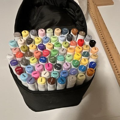 Bianyo Alcohol Markers Set, 72 Colors Multicolor w/ Zipper Case & Chart