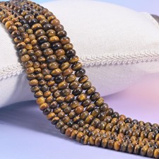 Tiger Eye Smooth Rondelle Beads 4x6mm 5x8mm Golden Brown Natural 15.5in Strand