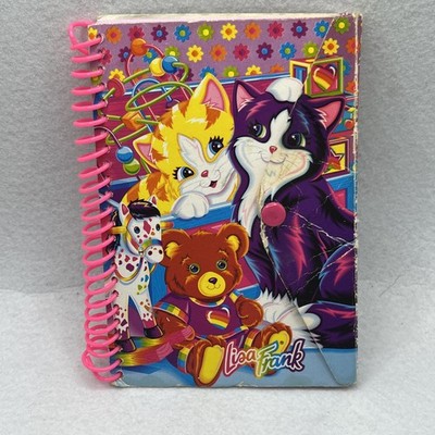 Vintage 90s Lisa Frank Cats And Bears Spiral Mini Notebook W/ Snap