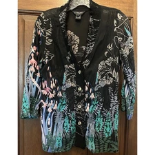 Citron Santa Monica Silk Button Up Blouse Tunic Floral Small EUC