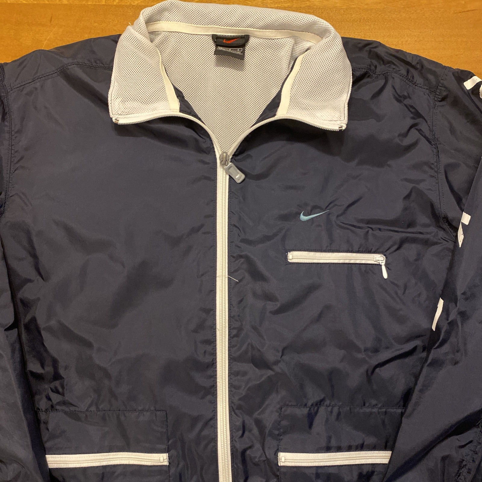 Vintage Nike Full Zip Windbreaker Black Sleeve Spellout Size Large