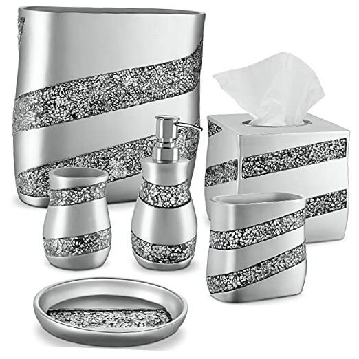 6-Piece Complete Bathroom Accessories Set with Countertop Soap Dispenser
