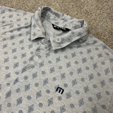 Travis Mathew Polo Shirt XXL Gray Medallion AOP Print Performance Golf 1MY105