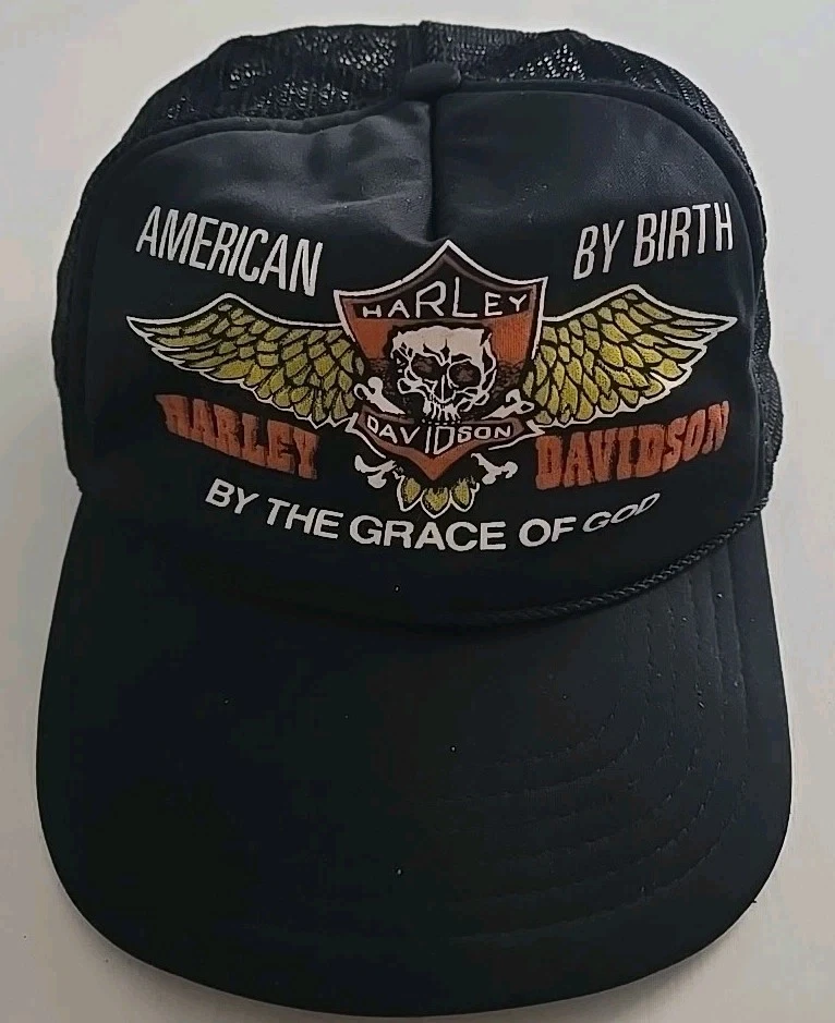 De colección 1980 Harley Davidson Snapback Espuma Camionero Sombrero American By Birth Grace Foto 2 de 2