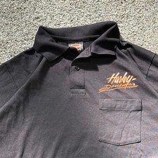 Vintage 1991 Harley Davidson Holoubek Polo Shirt Mens XL Black Graphic Milwaukee