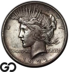 1921 Peace Dollar, High Relief 1st Year Issue, Key Date, Choice AU+