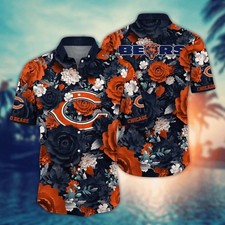 Chicago Bears Full Bloom Floral Hawaiian , Gift For Fans, Gift For Friends