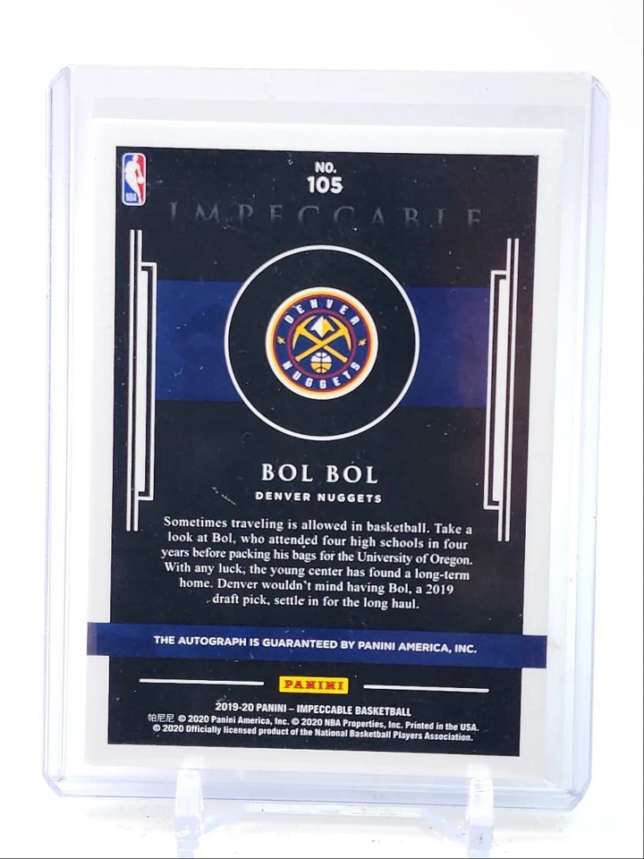 BOL BOL 2019-20 IMPECCABLE ROOKIE AUTOGRAPH NUGGETS RC AUTO /99 Q3798 - Image 2 of 2