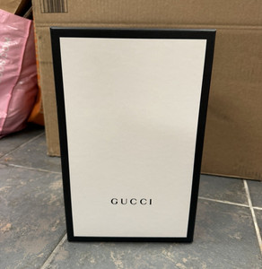 Gucci Black & White Logo Rigid Gift Box w/ Lid Paper/Cardboard Rectangle