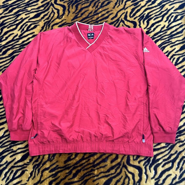 Genuine adidas Soft Shell Mesh-Lined Windbreaker V-Neck Pullover - Size Large!