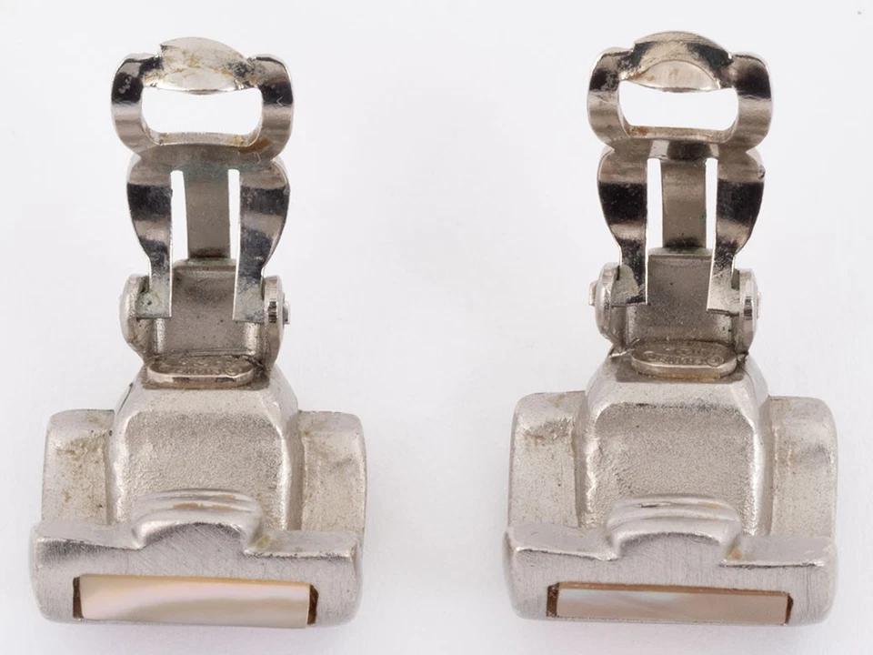 Auténticos Pendientes de Aro CHANEL Shell Coco 99A Accesorios De Colección Rosa Shell Plata Foto 3 de 4