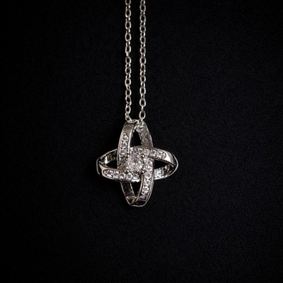 Romantic Heart Shape Necklace Silver CZ Pendant Gift for Wife Girlfriend