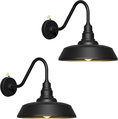 Dusk to Dawn Barn Light 12 Inch Gooseneck Black 2pk
