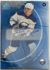 Zach Benson 25-26 Upper Deck #78 SP Game Used Blue Auto Buffalo Sabres