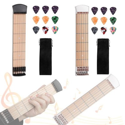 Pocketgitarre für unterwegs, leicht, klein, mit Samtbeutel, Übungshals